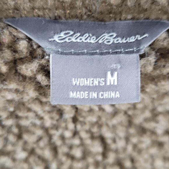 Eddie Bauer Grey Sherpa Lined Hooded Fur Trim Full Zip Jacket Size Medium M - Picture 3 of 16